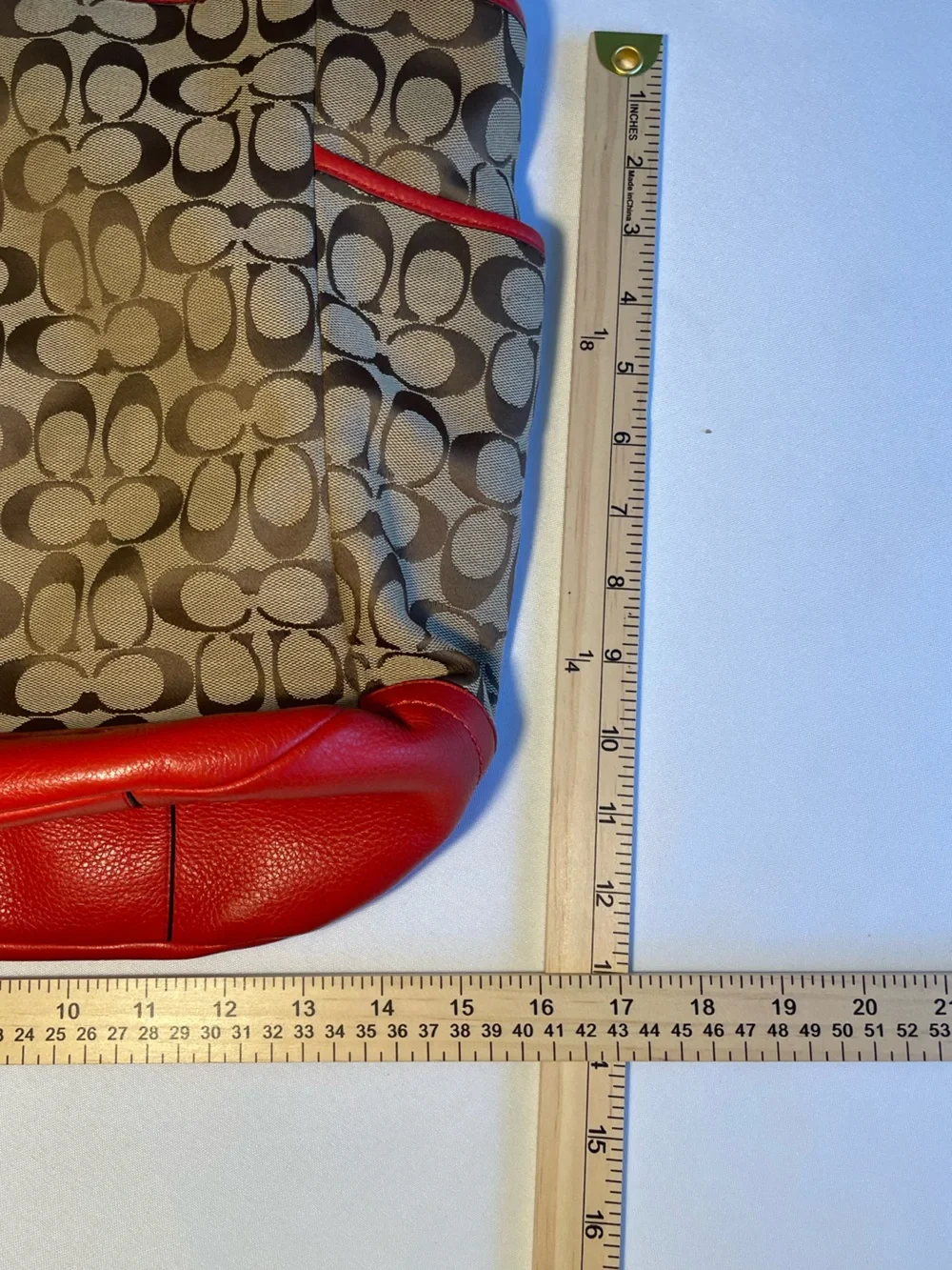 🔥 Coach Signature Jacquard Gallery Tote F23295 Red Leather Y2K